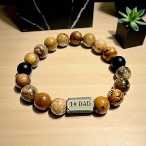 Men's Brown Beaded Bracelet - #1 Dad